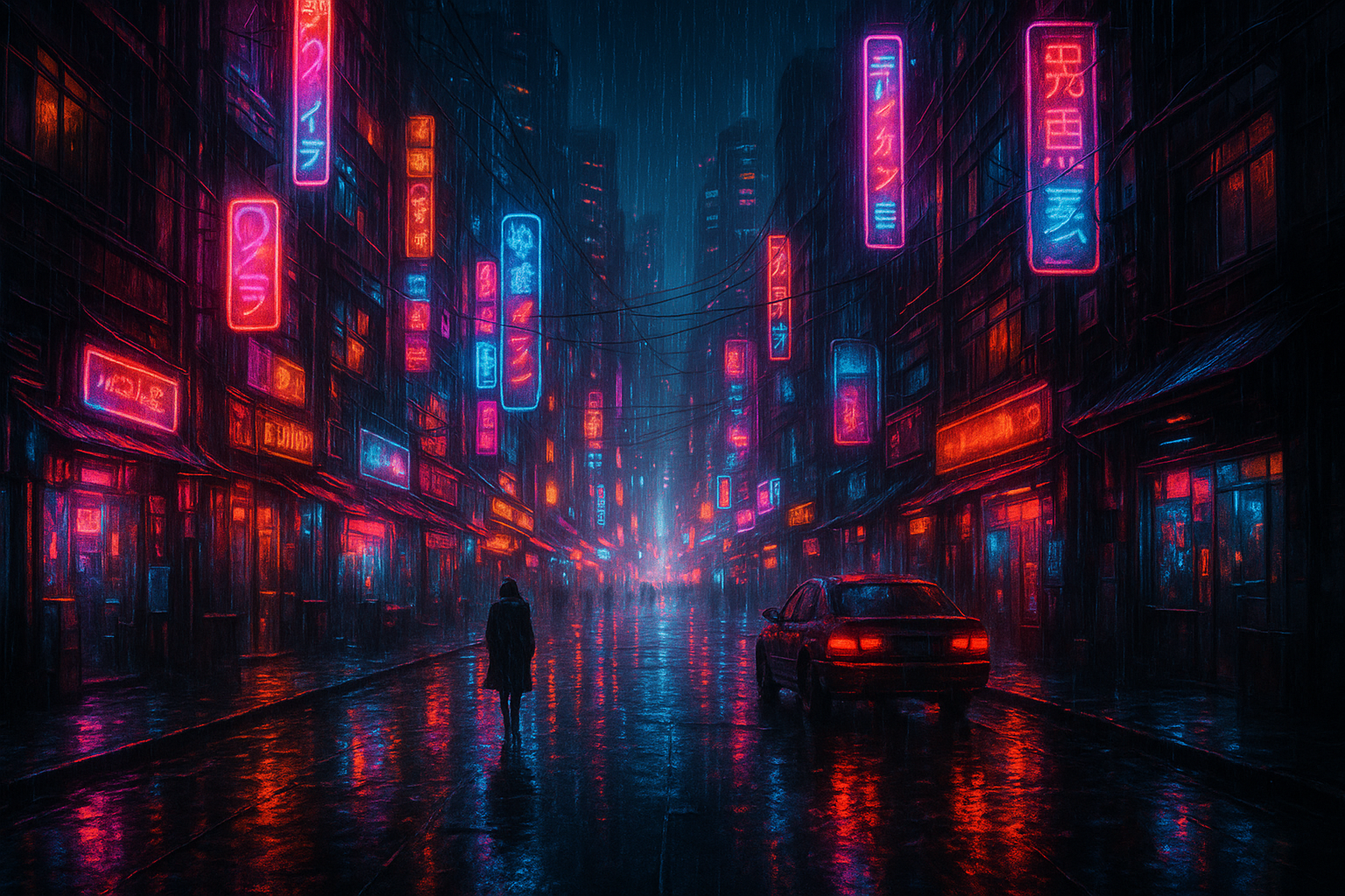 Neon Cyberpunk City In Rain Cyberpunk Wallpaper 1 4K 3