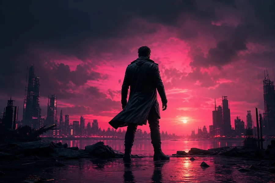 Action Movie Hero Silhouette At Sunset Without Logos Movie Wallpaper 2 4K 7