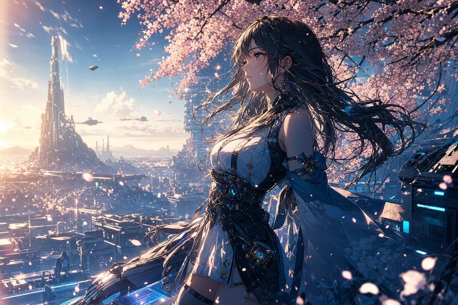 Adult Anime Heroine Under Cherry Blossoms, Safe For Work, Fully Clothed Anime Wallpaper  1 4K