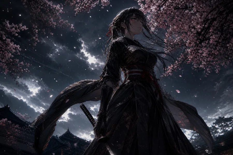 Adult Anime Heroine Under Cherry Blossoms, Safe For Work, Fully Clothed Anime Wallpaper  17 4K