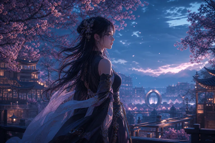 Adult Anime Heroine Under Cherry Blossoms, Safe For Work, Fully Clothed Anime Wallpaper  17 4K