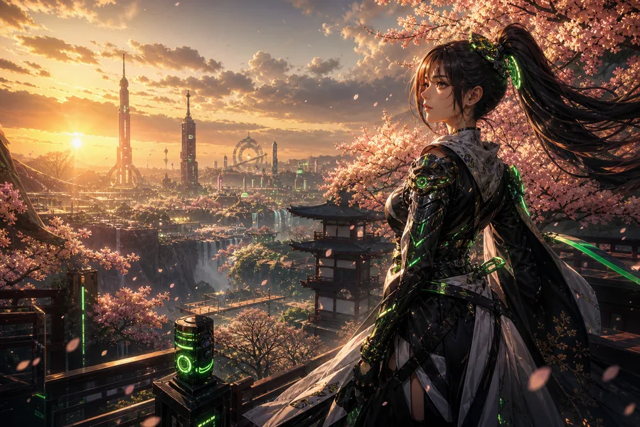 Adult Anime Heroine Under Cherry Blossoms, Safe For Work, Fully Clothed Anime Wallpaper  25 4K