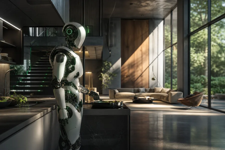 AI Robot Assistant In Modern Home Robots Wallpaper  8 4K