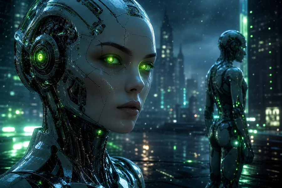 Android Face Closeup With Glowing Eyes Robots Wallpaper 5 4K 17