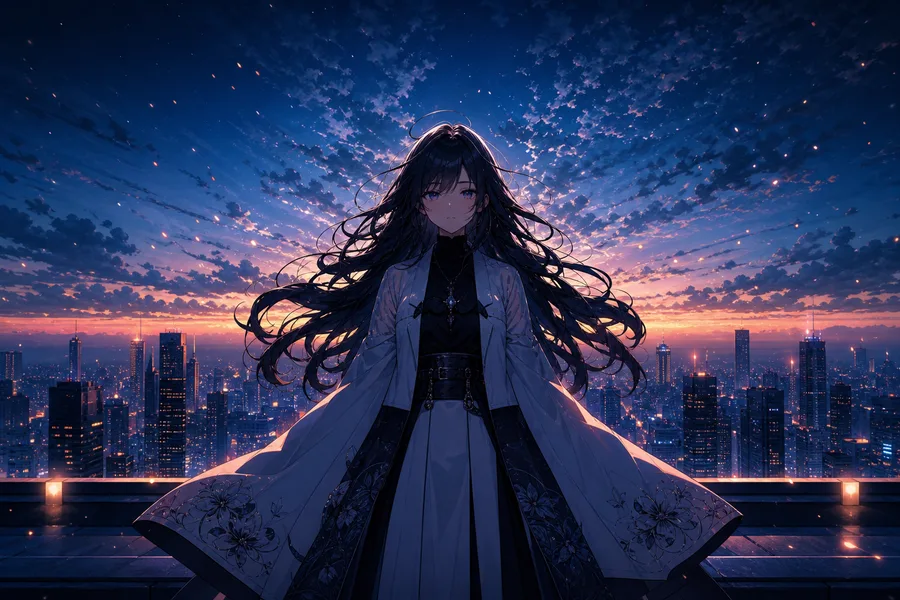Anime City Rooftop Sunset Scene, Safe For Work, No Minors Anime Wallpaper  22 4K