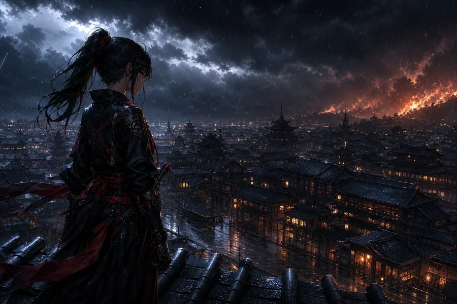 Anime City Street In Rain At Night Anime Wallpaper 11 4K 2