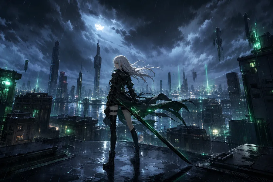 Anime City Street In Rain At Night Anime Wallpaper 11 4K 6