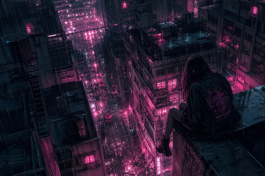 Anime City Street In Rain At Night Anime Wallpaper 3 4K 13
