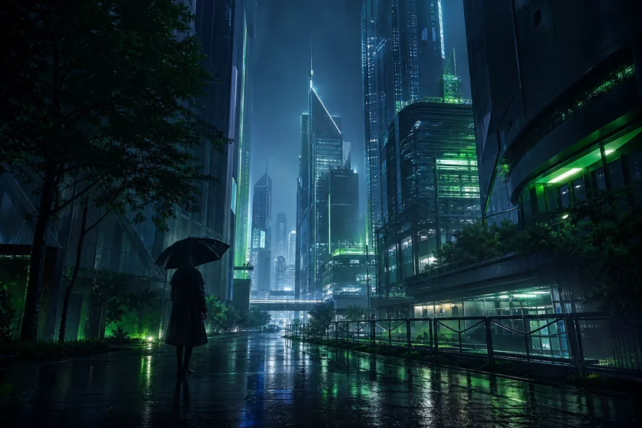 Anime City Street In Rain At Night Anime Wallpaper 3 4K 4