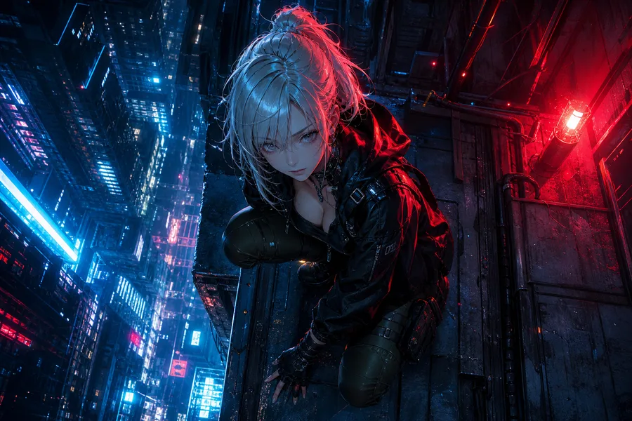 Anime Cyberpunk Girl With Neon Lights Anime Wallpaper 13 4K 4