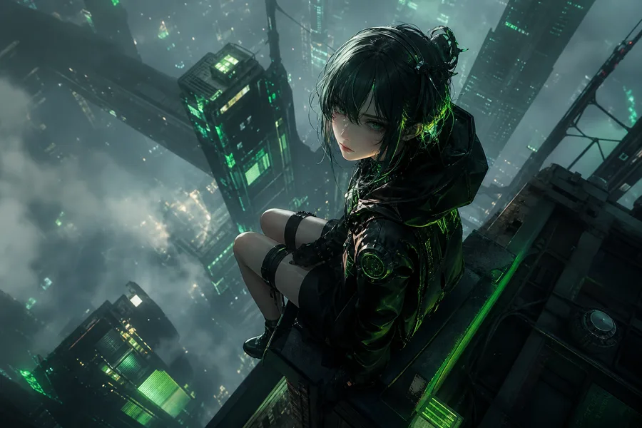 Anime Cyberpunk Girl With Neon Lights Anime Wallpaper 13 4K 6