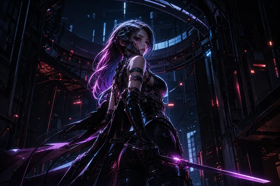 Anime Cyberpunk Girl With Neon Lights Anime Wallpaper 21 4K 6