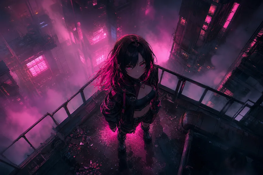 Anime Cyberpunk Girl With Neon Lights Anime Wallpaper 5 4K 14