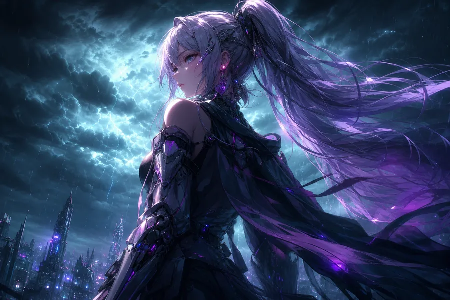 Anime Cyberpunk Girl With Neon Lights Anime Wallpaper 5 4K 15