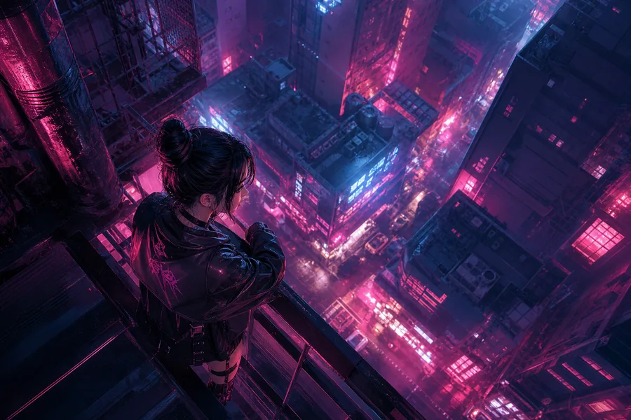 Anime Cyberpunk Girl With Neon Lights Anime Wallpaper 5 4K 3