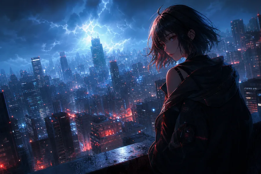 Anime Cyberpunk Girl With Neon Lights Anime Wallpaper 5 4K 7