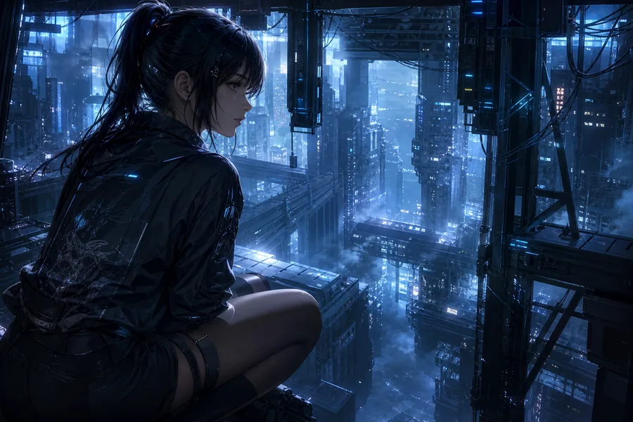 Anime Cyberpunk Girl With Neon Lights Anime Wallpaper 5 4K 9