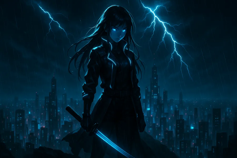 Anime Cyberpunk Girl With Neon Lights Anime Wallpaper 5 4K