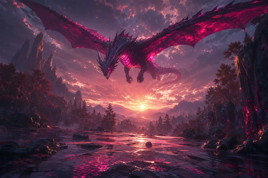 Anime Dragon Flying Over Valley Anime Wallpaper 15 4K 3