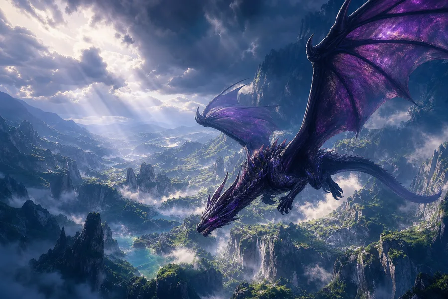 Anime Dragon Flying Over Valley Anime Wallpaper 23 4K 3