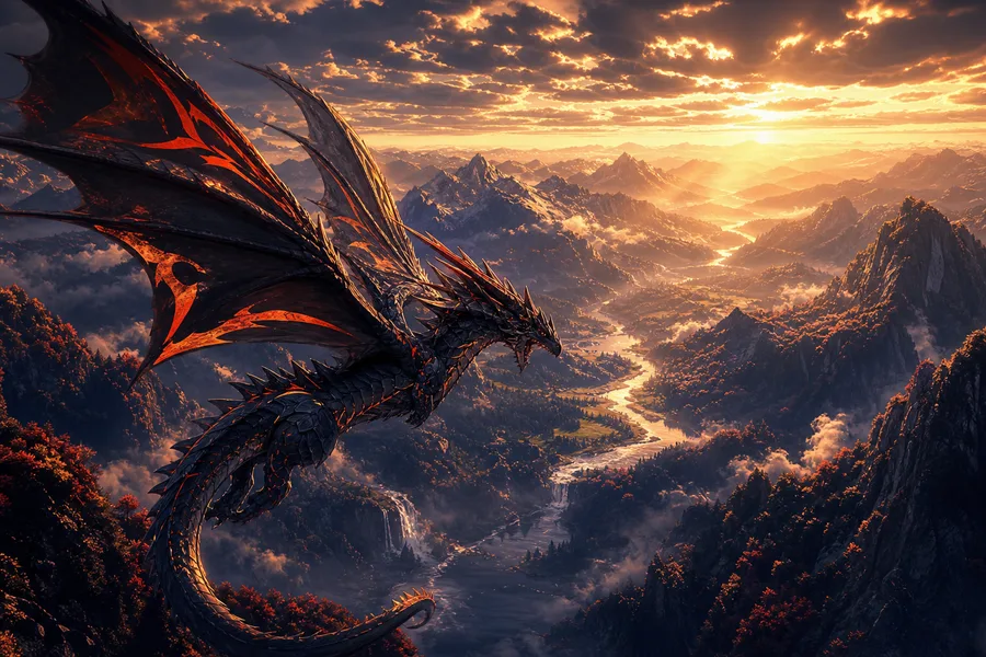 Anime Dragon Flying Over Valley Anime Wallpaper 7 4K 16