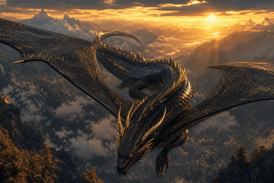 Anime Dragon Flying Over Valley Anime Wallpaper 7 4K 5