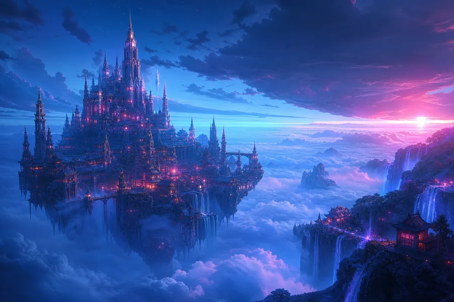 Anime Fantasy Castle Floating In Clouds Anime Wallpaper 4 4K 8