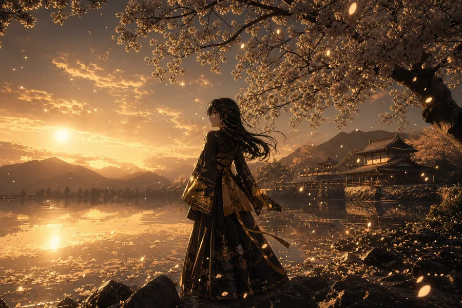 Anime Girl Standing Under Cherry Blossoms Anime Wallpaper 1 4K 10