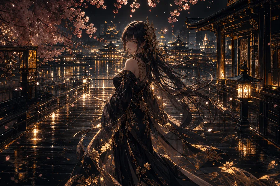 Anime Girl Standing Under Cherry Blossoms Anime Wallpaper 1 4K 11