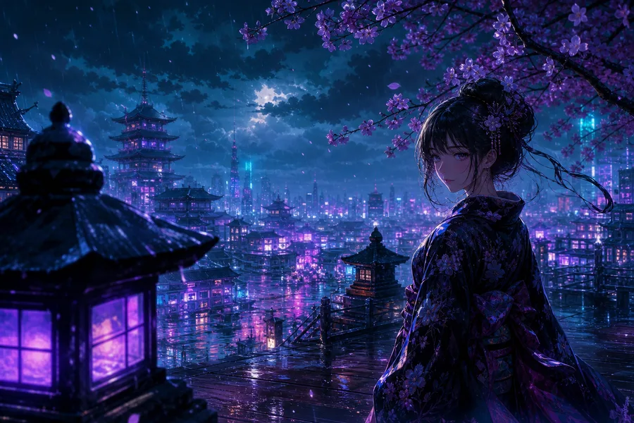 Anime Girl Standing Under Cherry Blossoms Anime Wallpaper 1 4K 12