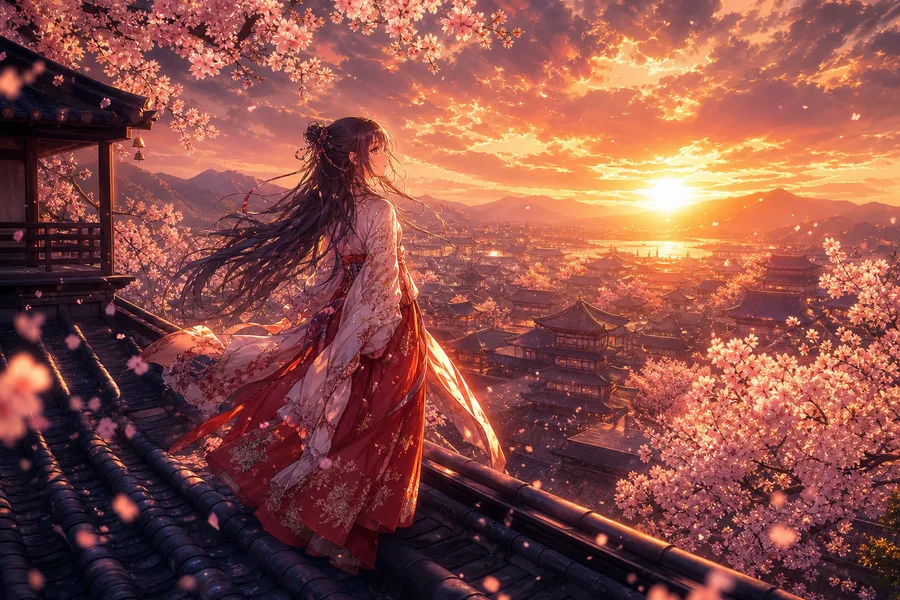 Anime Girl Standing Under Cherry Blossoms Anime Wallpaper 17 4K 3