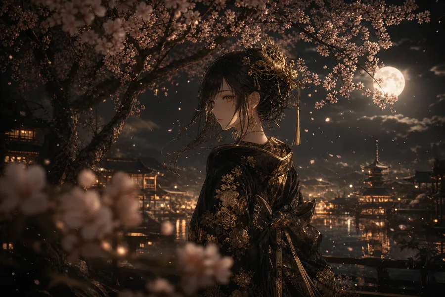 Anime Girl Standing Under Cherry Blossoms Anime Wallpaper 17 4K 5
