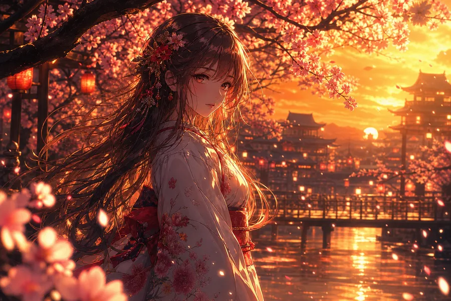 Anime Girl Standing Under Cherry Blossoms Anime Wallpaper  17 4K