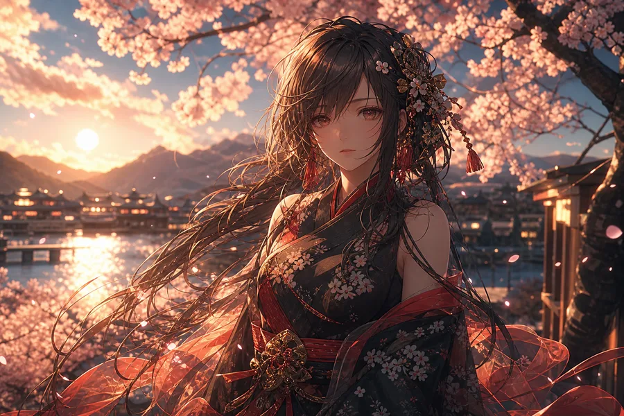 Anime Girl Standing Under Cherry Blossoms Anime Wallpaper 17 4K