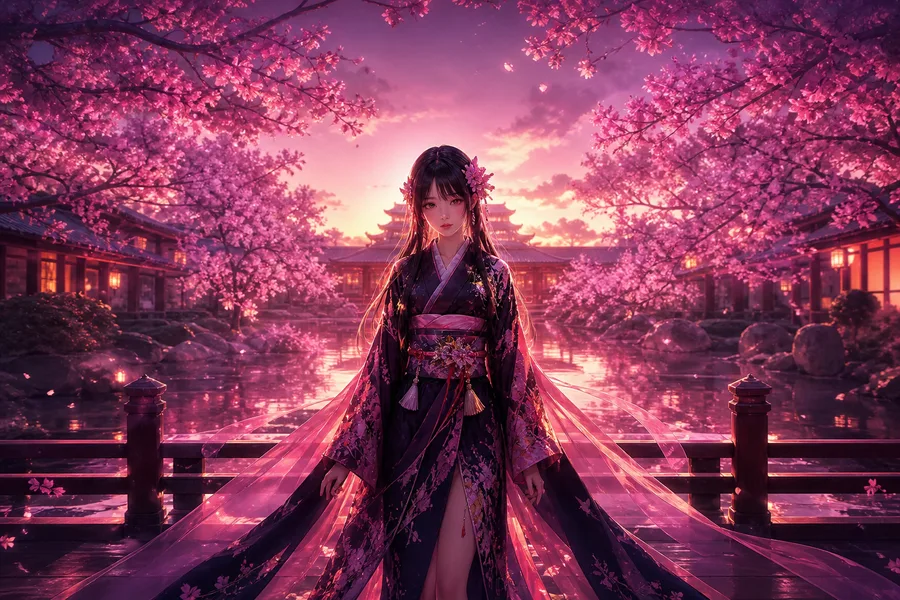 Anime Girl Standing Under Cherry Blossoms Anime Wallpaper 25 4K 4