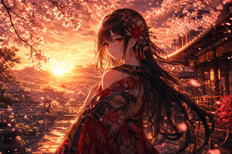 Anime Girl Standing Under Cherry Blossoms Anime Wallpaper 9 4K 11