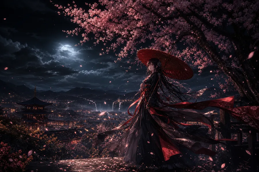 Anime Girl Standing Under Cherry Blossoms Anime Wallpaper 9 4K 7