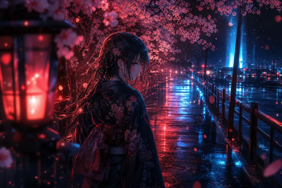 Anime Girl Standing Under Cherry Blossoms Anime Wallpaper 9 4K 9