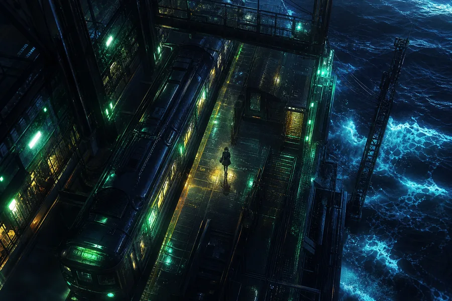 Anime Ocean Train Station Anime Wallpaper 24 4K 4