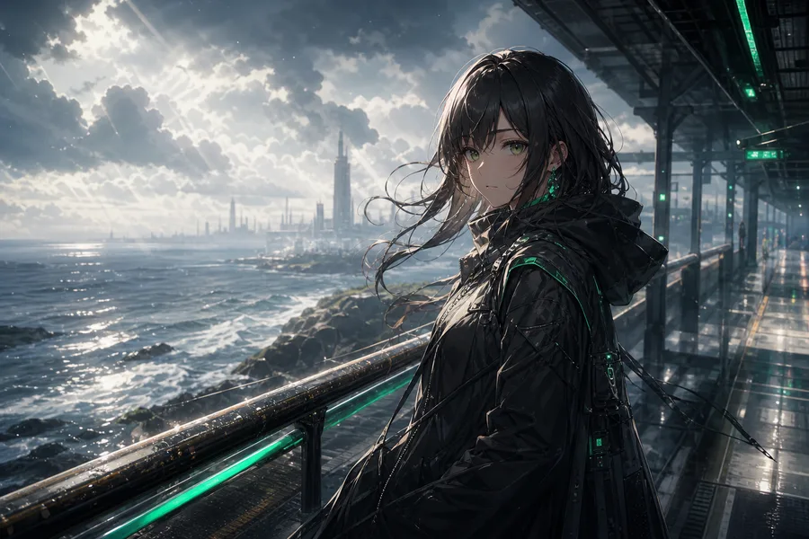 Anime Ocean Train Station Anime Wallpaper  24 4K