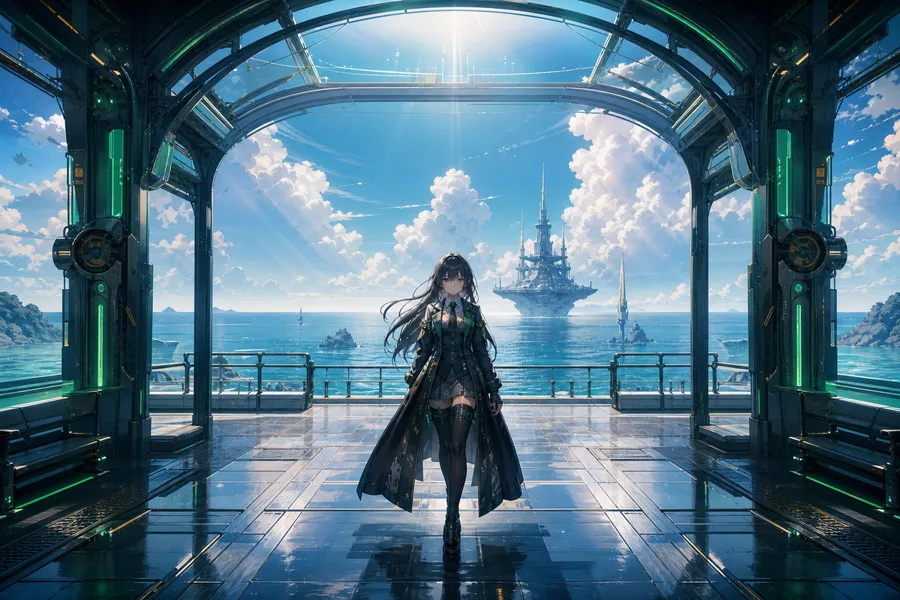 Anime Ocean Train Station Anime Wallpaper  8 4K