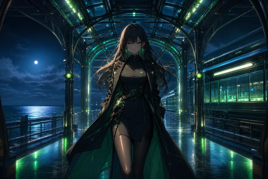 Anime Ocean Train Station Anime Wallpaper  8 4K