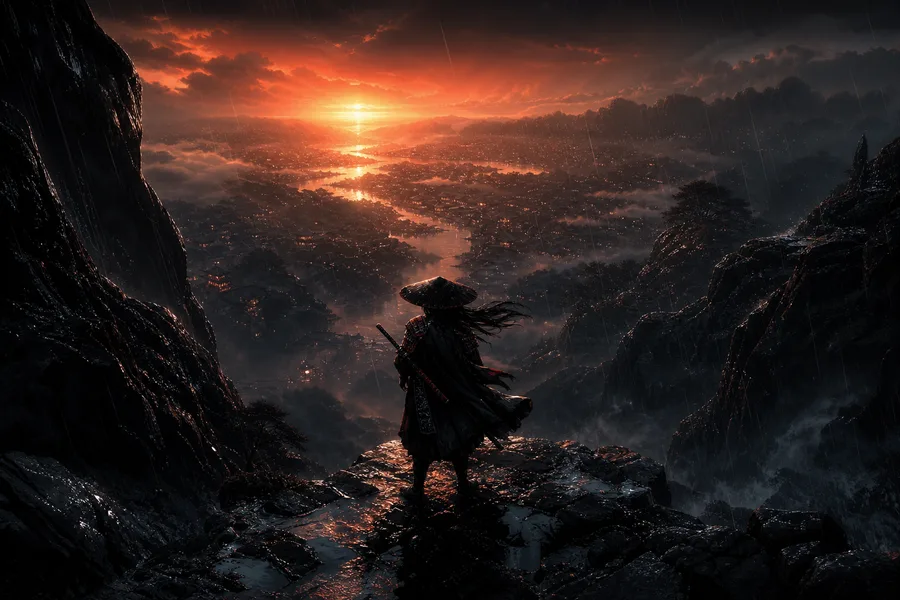 Anime Samurai On Mountain At Sunset Anime Wallpaper 10 4K 16