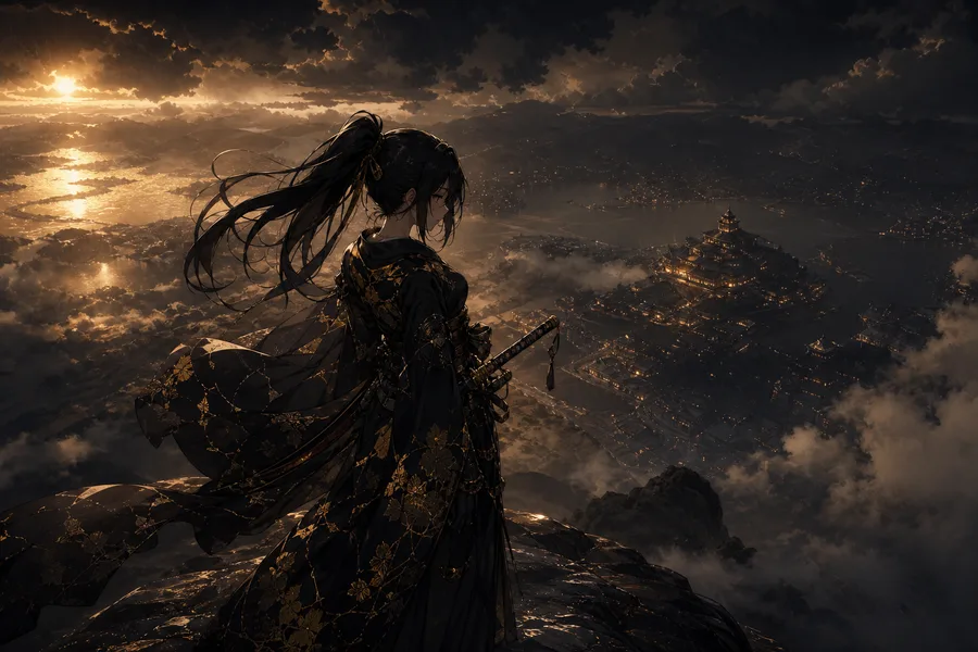 Anime Samurai On Mountain At Sunset Anime Wallpaper  18 4K
