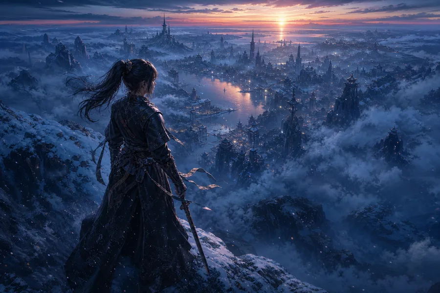 Anime Samurai On Mountain At Sunset Anime Wallpaper  18 4K