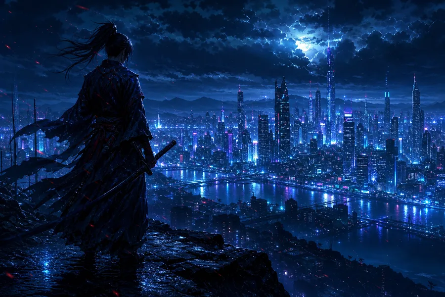 Anime Samurai On Mountain At Sunset Anime Wallpaper 2 4K 13