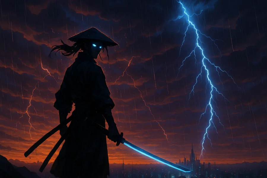Anime Samurai On Mountain At Sunset Anime Wallpaper 2 4K