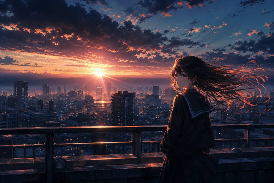 Anime School Rooftop Sunset Anime Wallpaper 6 4K 14