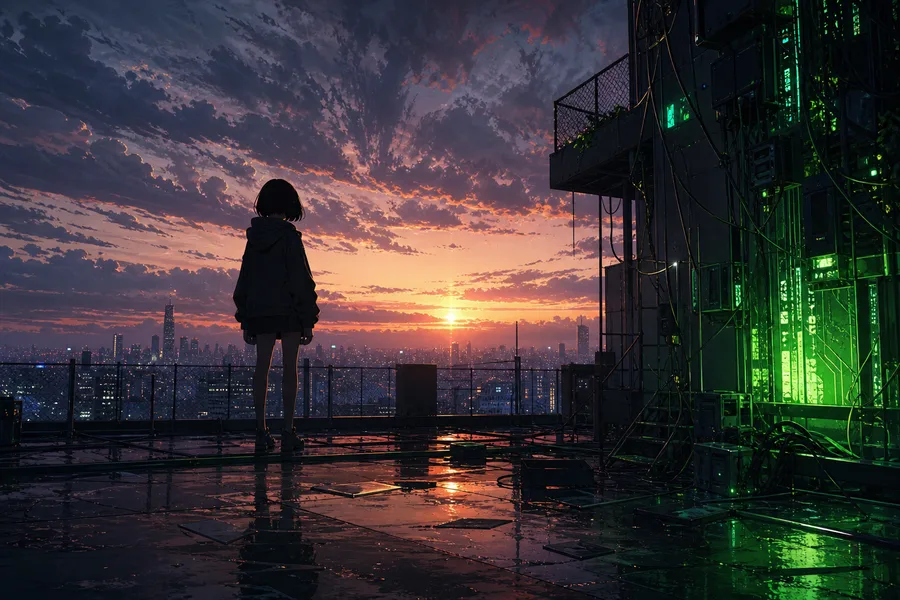 Anime School Rooftop Sunset Anime Wallpaper 6 4K 6