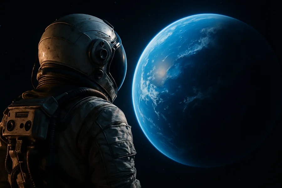Astronaut Looking At Blue Planet Space Wallpaper 10 4K